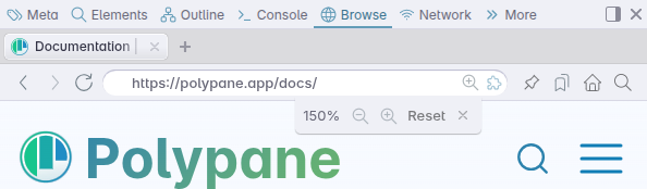 Browse panel zoom controls