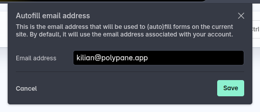 Custom autofill email address editor