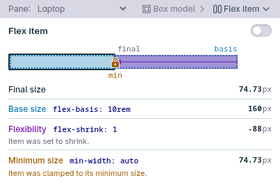 Flex item visualisation example